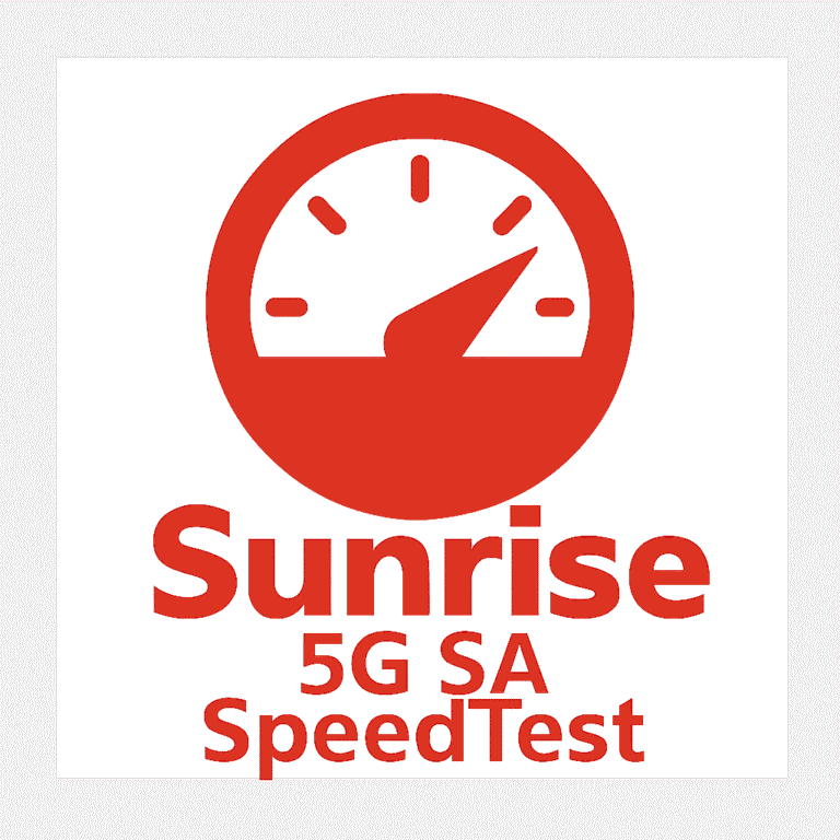 Logo de Sunrise avec 5G SA et Speedtest