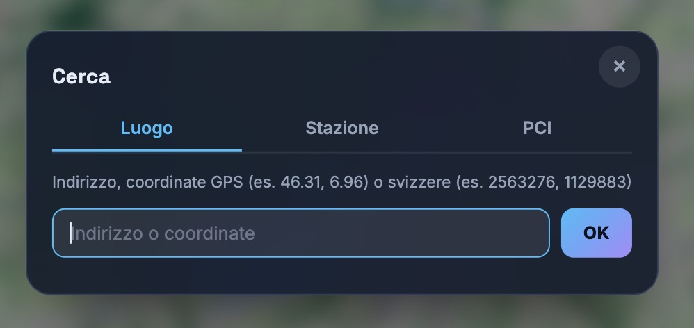 Questa opzione di ricerca consente di cercare un indirizzo, una stazione (antenna) e anche il PCI.