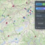 Eine interaktive Karte der Schweiz mit den neuesten Ausbauten von Mobilfunkantennen von Swisscom, Salt und Sunrise. Filter ermöglichen die Auswahl nach Installationsart und Zeitraum. Ein Informationsbereich zeigt zudem die Gesamtzahl der neu installierten Antennen für den gewählten Zeitraum sowie den Countdown bis zur nächsten Aktualisierung an.